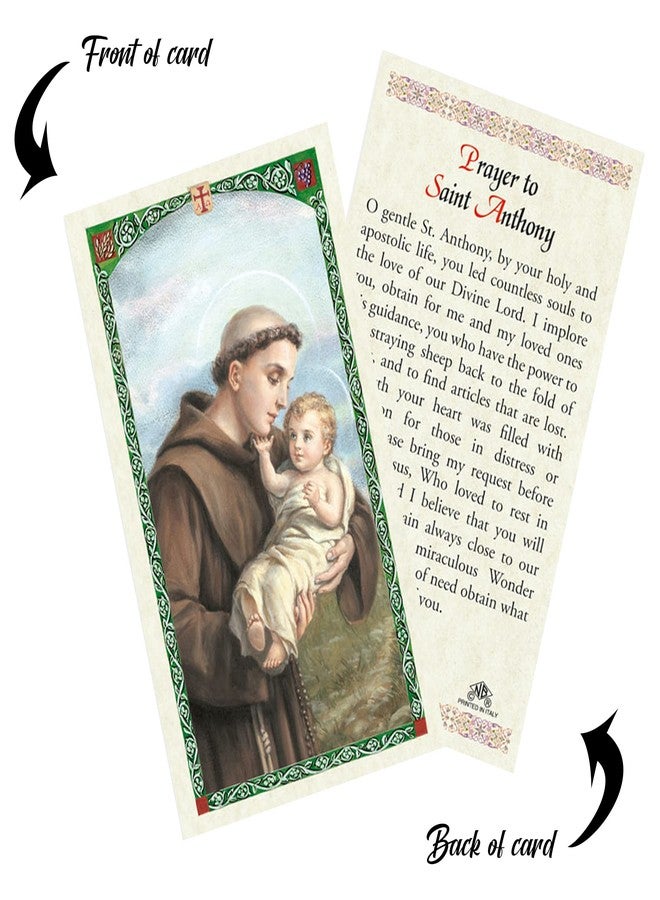 Trendzeen Mini St Anthony Statue Metal (2 Inch) Saint Anthony Laminated Prayer Card, The Lord's Prayer Card | Saint Anthony Padua Figurine | Magnetic Sticky Statue Base for Car Dash or Flat Surfaces, 3 Items - Image 4